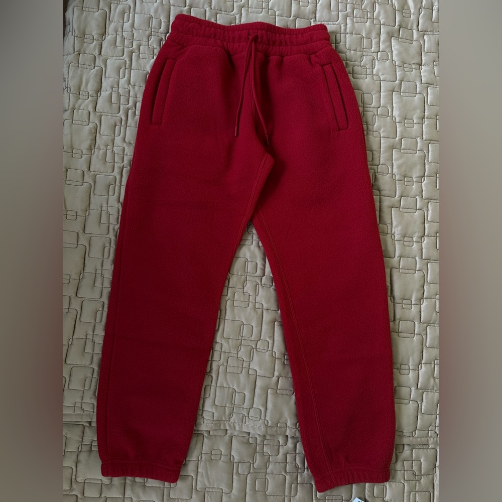 NWOT Yellow Label Co Cozy Red Fleece Joggers for Women Size XS-S